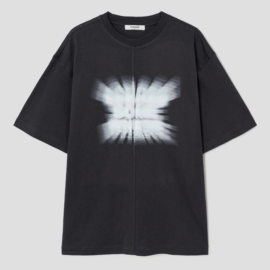 8 seconds Soft Cotton Blur Lettering T-shirt — Ash