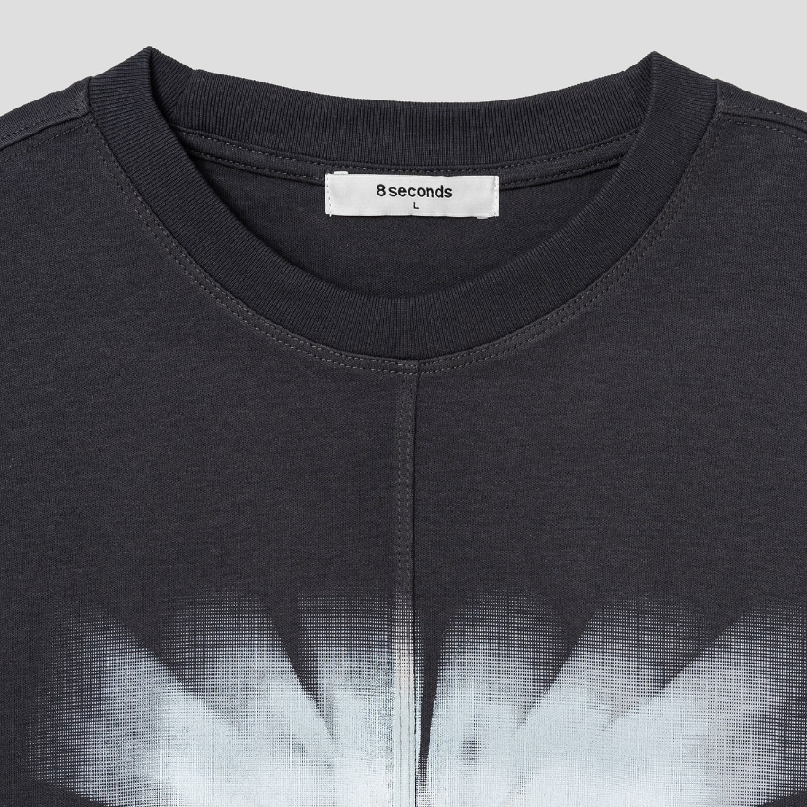 8 seconds Soft Cotton Blur Lettering T-shirt — Ash