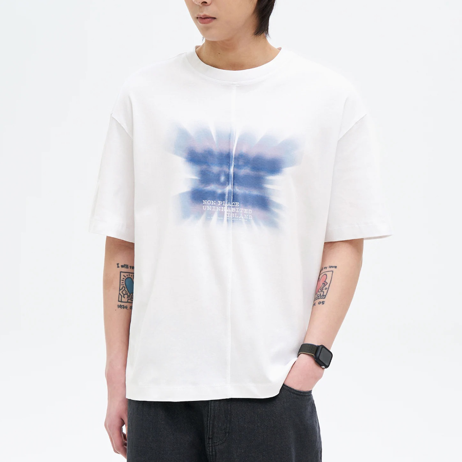 8 seconds Soft Cotton Blur Lettering T-shirt — White