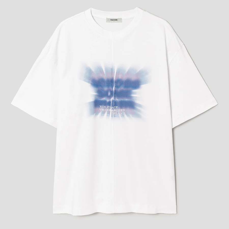 8 seconds Soft Cotton Blur Lettering T-shirt — White