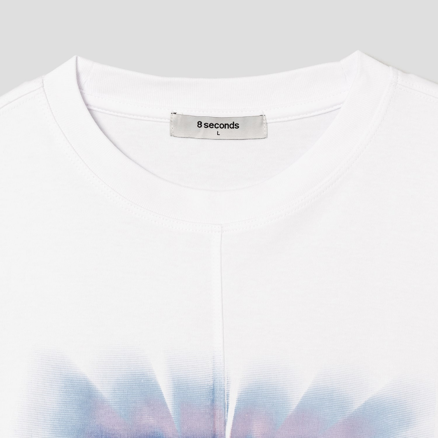 8 seconds Soft Cotton Blur Lettering T-shirt — White