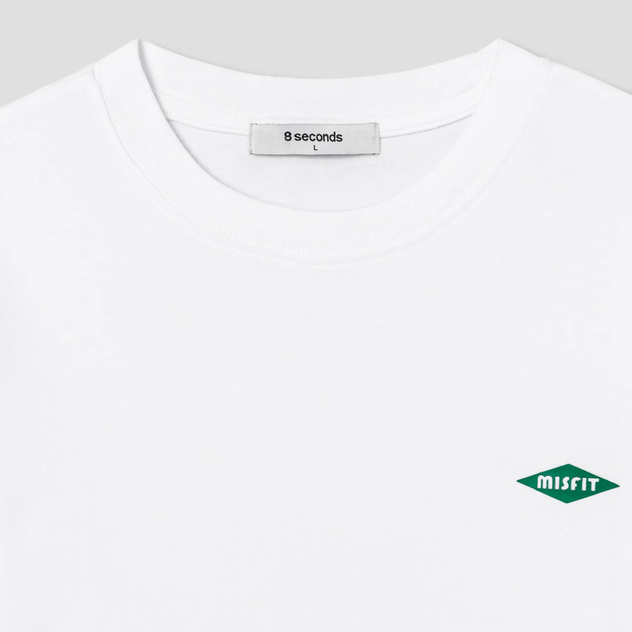 8 seconds Soft Cotton Small Lettering T-shirt — White