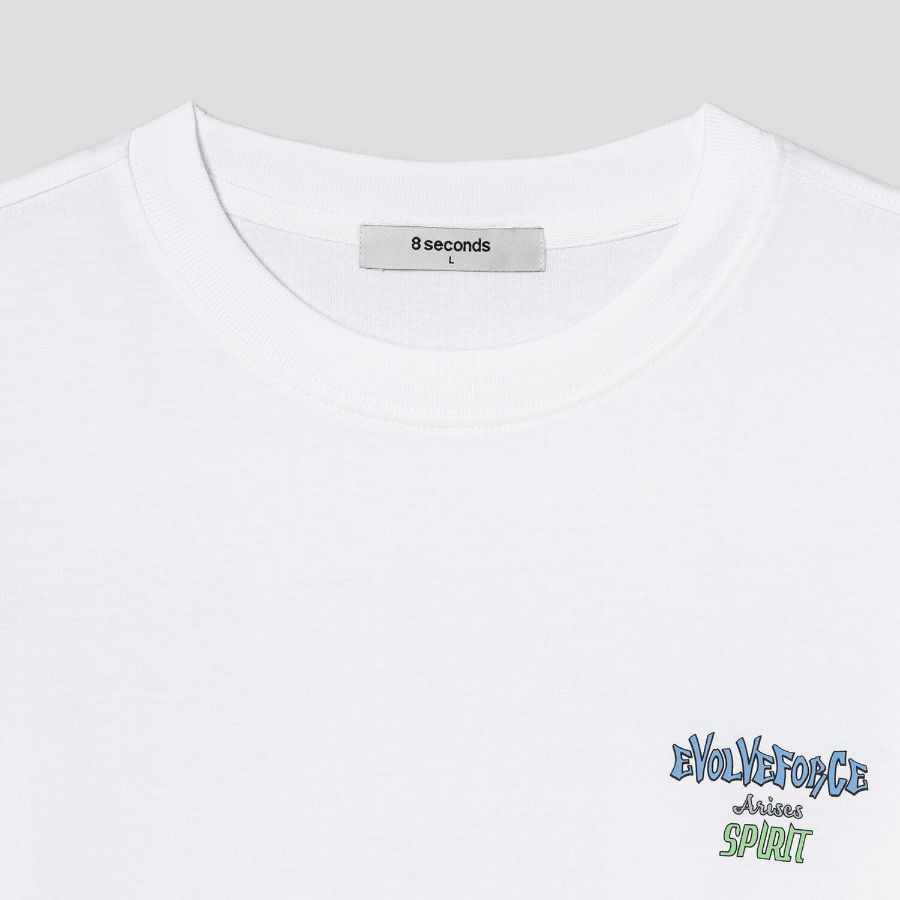 8 seconds Spirit Back Lettering Graphic T-shirt — White