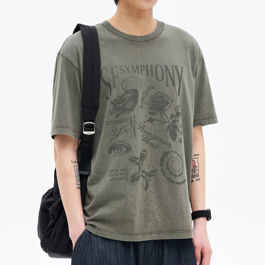 8 seconds Symphony Garment Dye T-shirt — Khaki