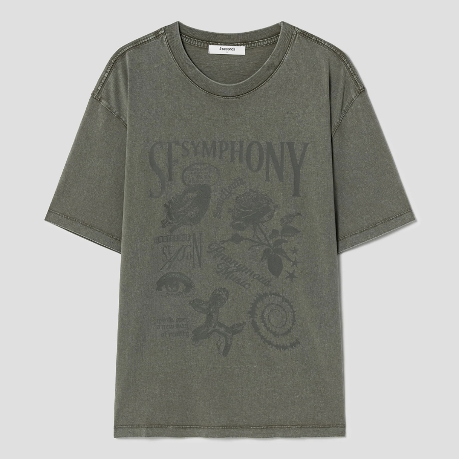 8 seconds Symphony Garment Dye T-shirt — Khaki