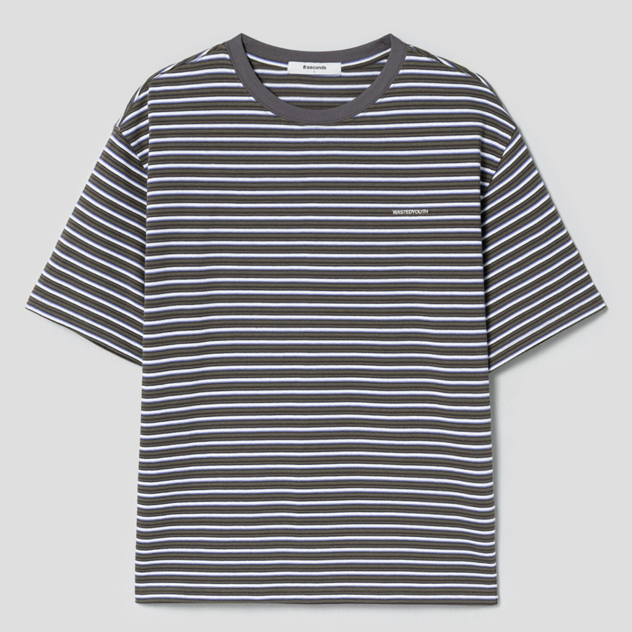 8 seconds Multi Stripe T-shirt — Khaki