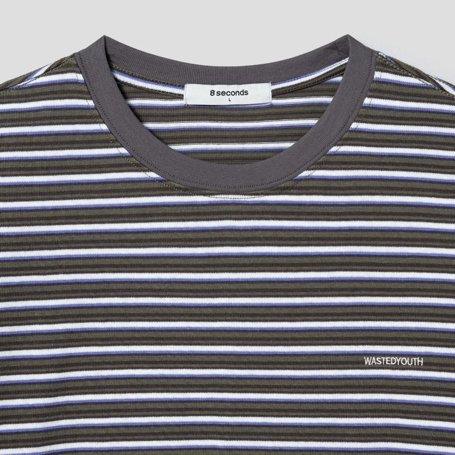 8 seconds Multi Stripe T-shirt — Khaki
