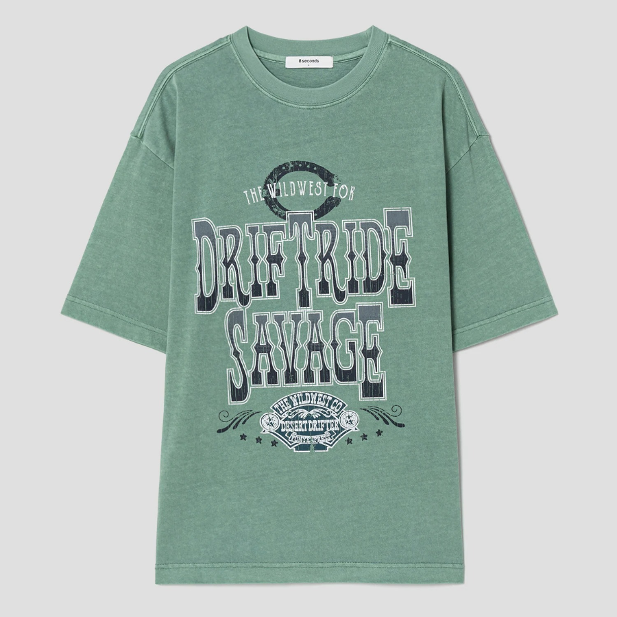 8 seconds Garment Dye Western Graphic T-shirt — Green