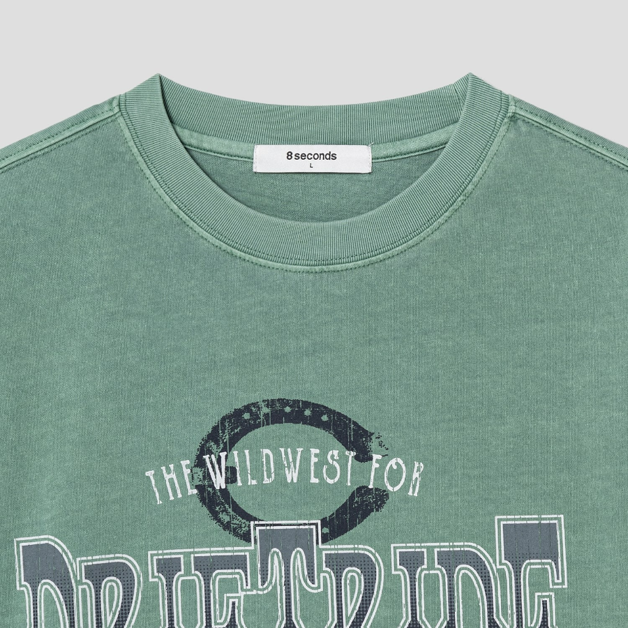 8 seconds Garment Dye Western Graphic T-shirt — Green