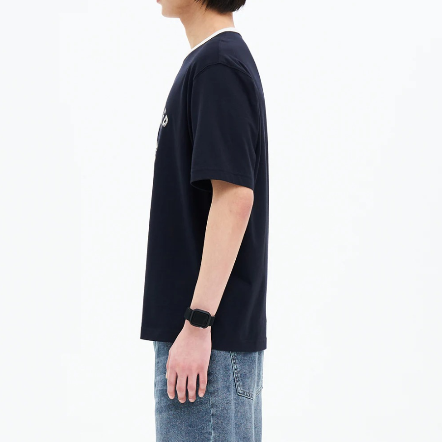 8 seconds Rib Contrast Graphic T-shirt — Navy