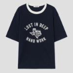 8 seconds Rib Contrast Graphic T-shirt — Navy