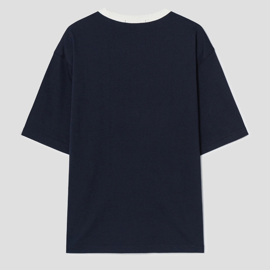 8 seconds Rib Contrast Graphic T-shirt — Navy