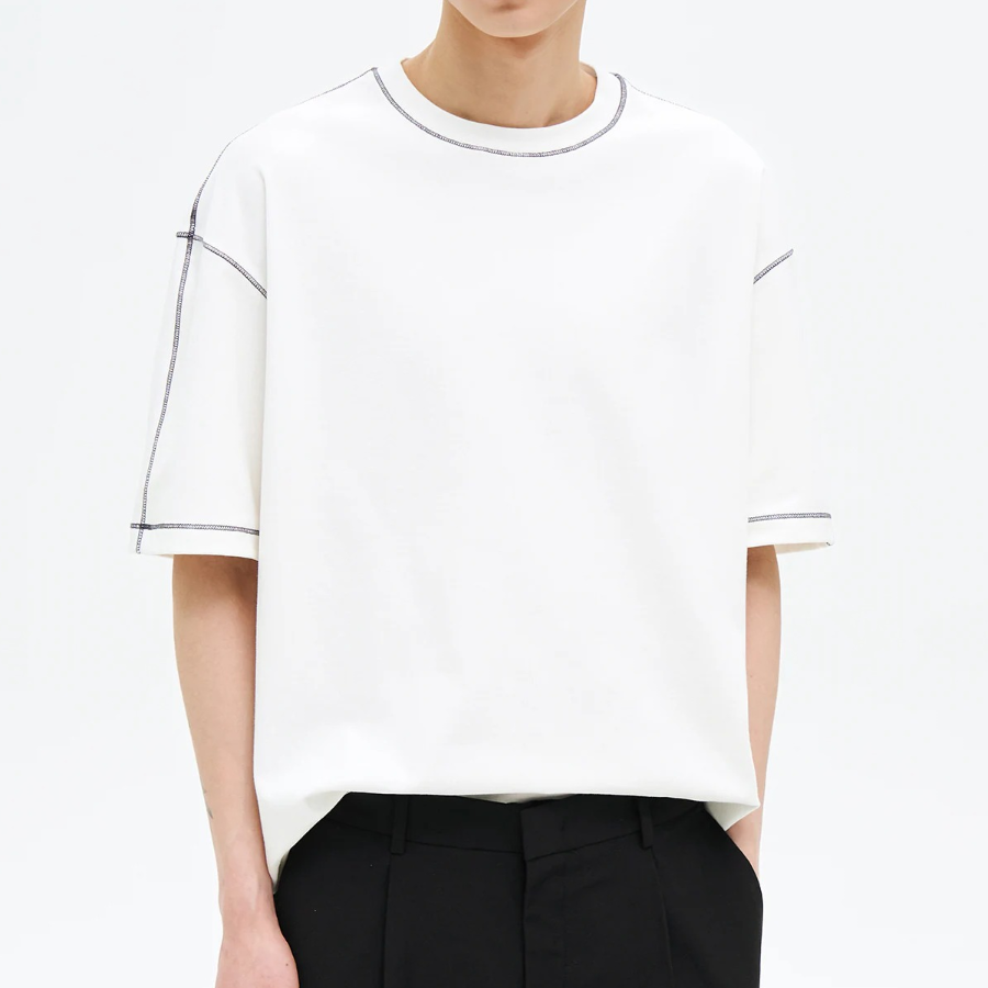 8 seconds Contrast Stitch Point T-shirt — White