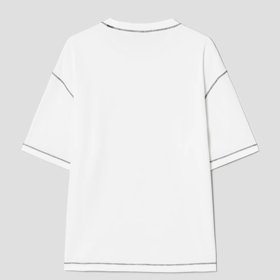 8 seconds Contrast Stitch Point T-shirt — White