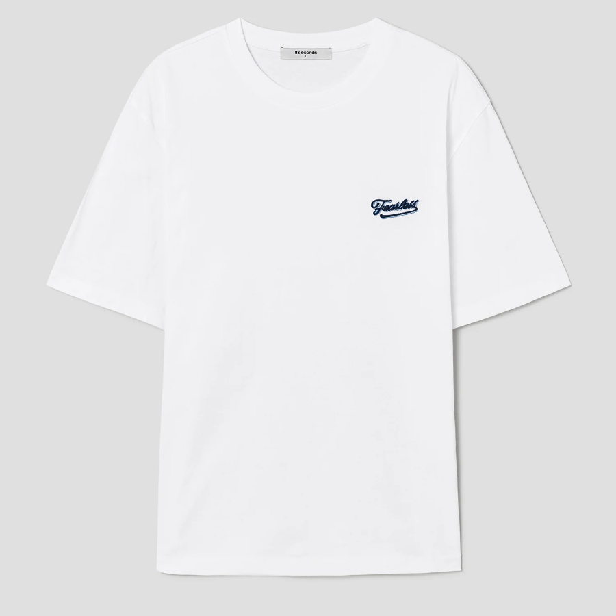 8 seconds Daily Embroidery Point T-shirt — White
