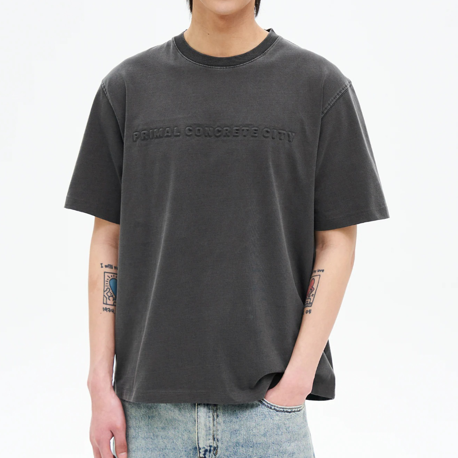 8 seconds Garment Dye 3D Lettering Graphic T-shirt — Ash