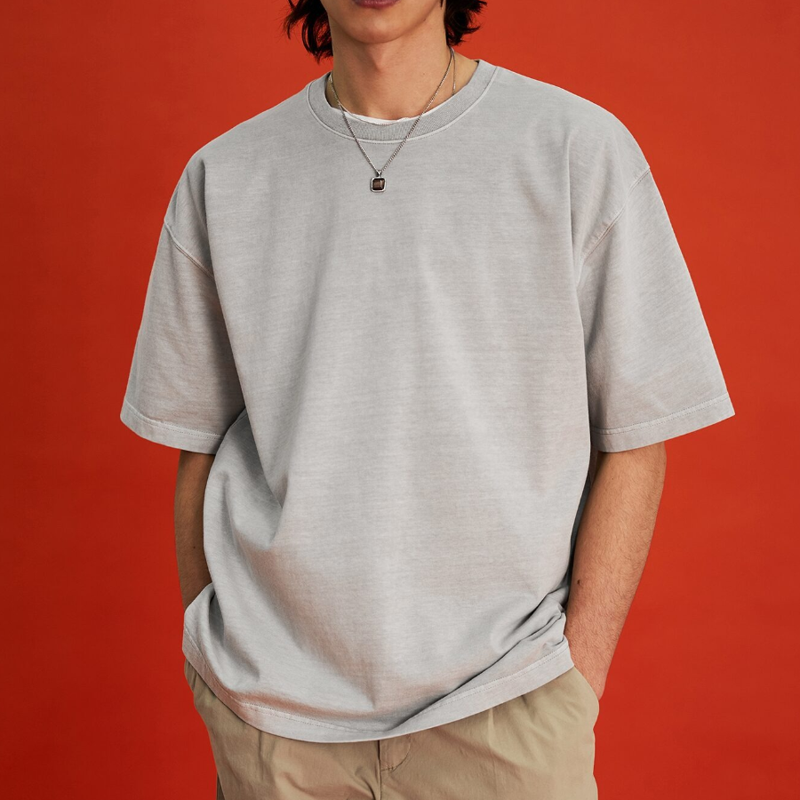 8 seconds Garment Dye Solid T-shirt — Light Gray