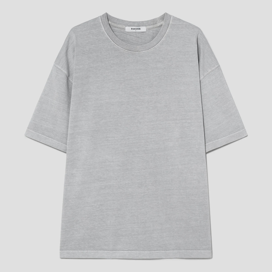 8 seconds Garment Dye Solid T-shirt — Light Gray