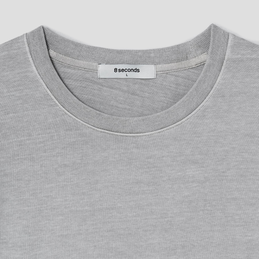 8 seconds Garment Dye Solid T-shirt — Light Gray