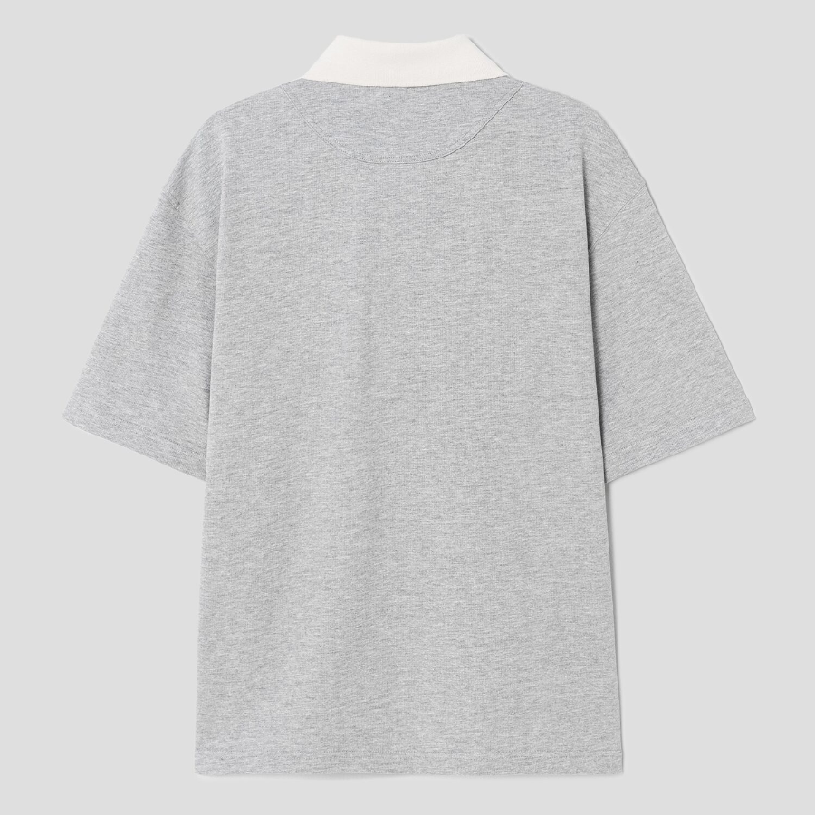 8 seconds Contrast Collar Mini Terry T-shirt — Gray