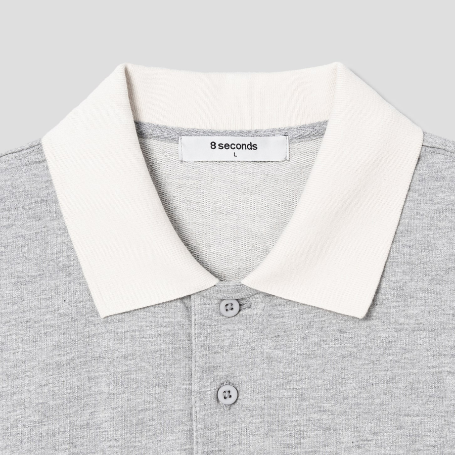 8 seconds Contrast Collar Mini Terry T-shirt — Gray