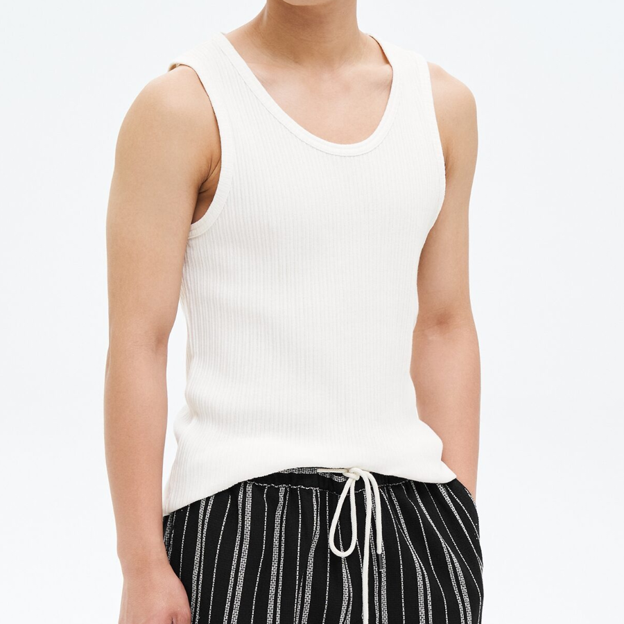 8 seconds Texture Sleeveless T-shirt — White