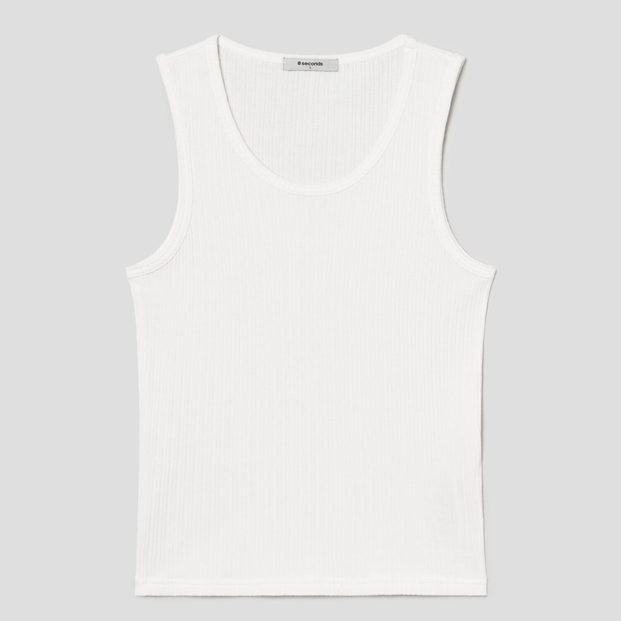 8 seconds Texture Sleeveless T-shirt — White