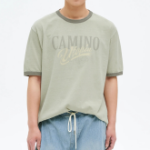 8 seconds Garment Dye Ribbed Lettering T-shirt — Khaki