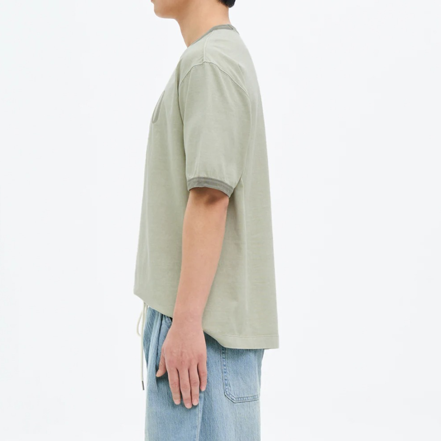 8 seconds Garment Dye Ribbed Lettering T-shirt — Khaki