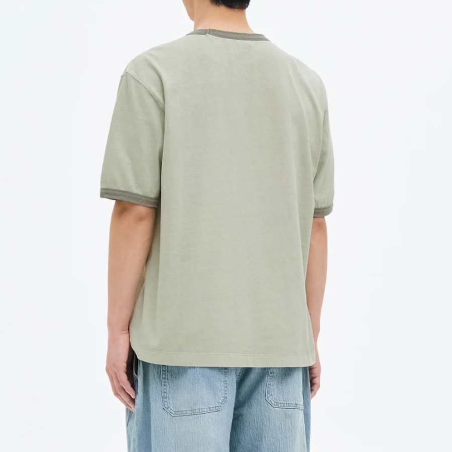 8 seconds Garment Dye Ribbed Lettering T-shirt — Khaki