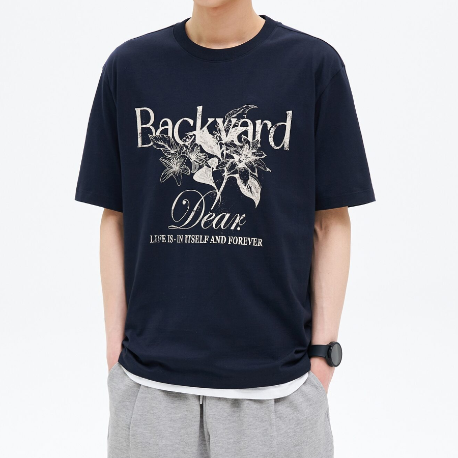 8 seconds Garden Graphic T-shirt — Navy