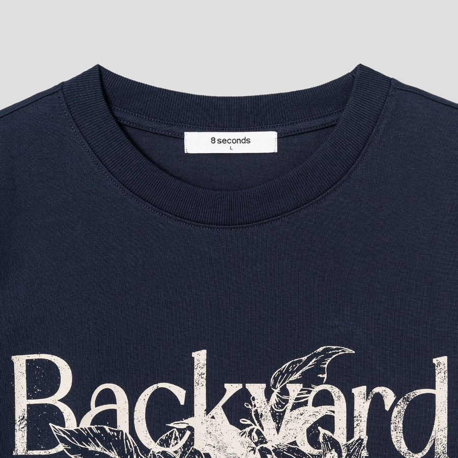 8 seconds Garden Graphic T-shirt — Navy