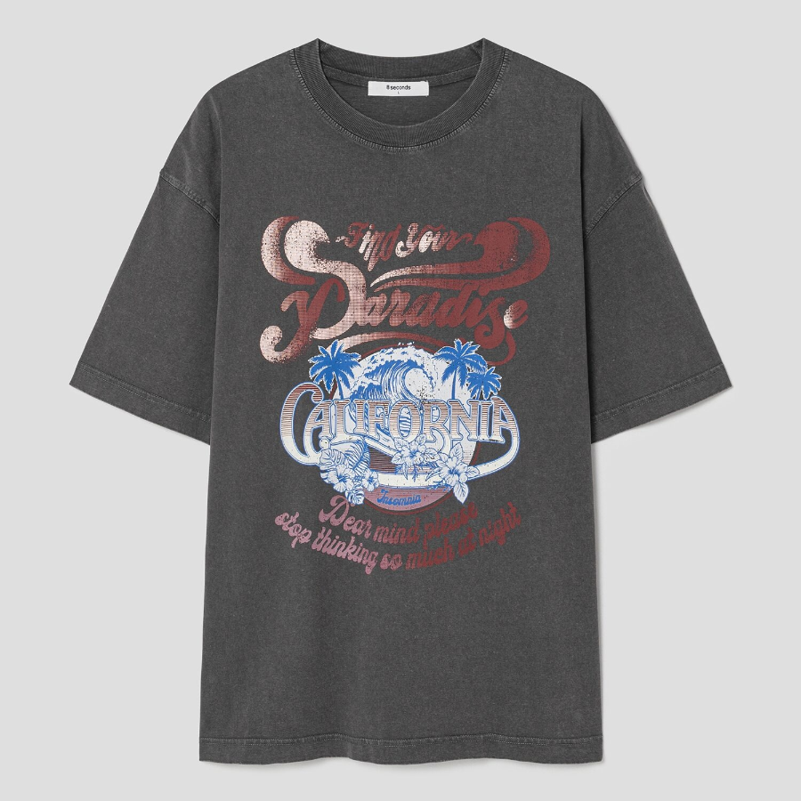 8 seconds Tropical Garment Dyed T-shirt — Ash