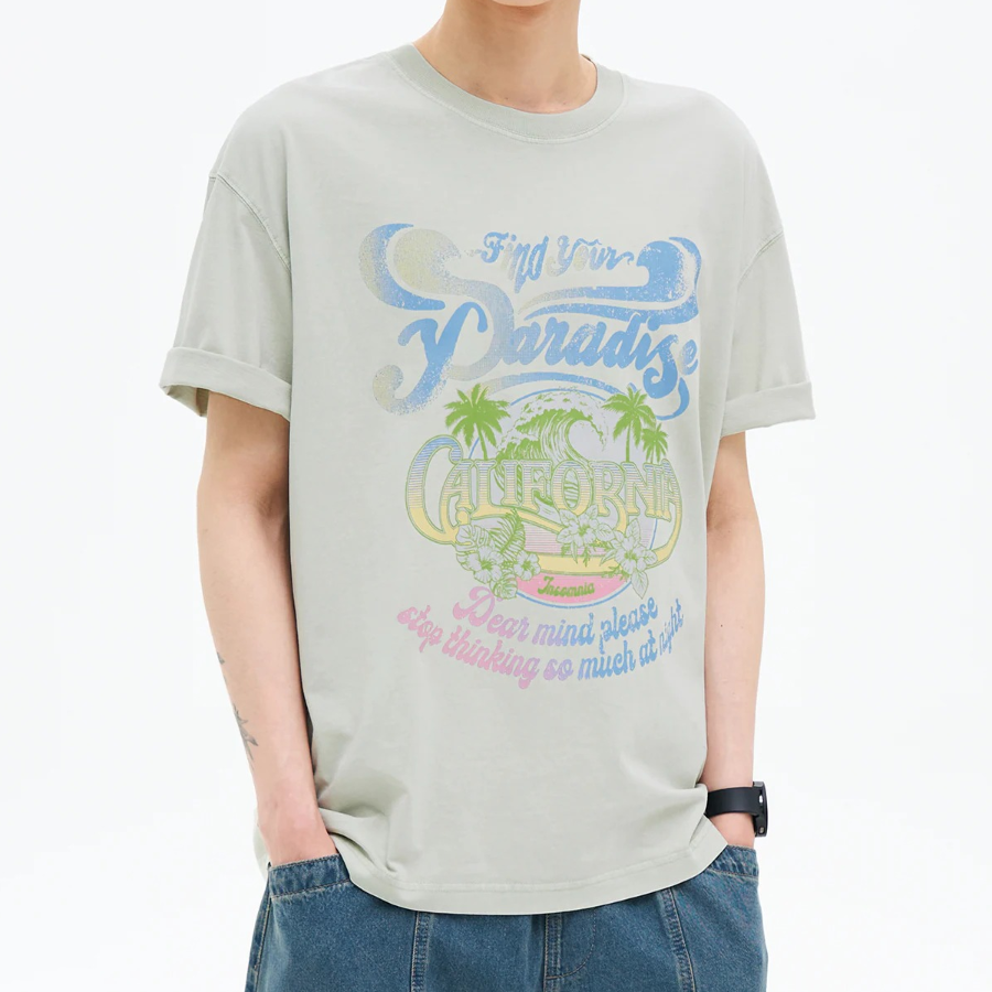 8 seconds Tropical Garment Dyed T-shirt — Light Green