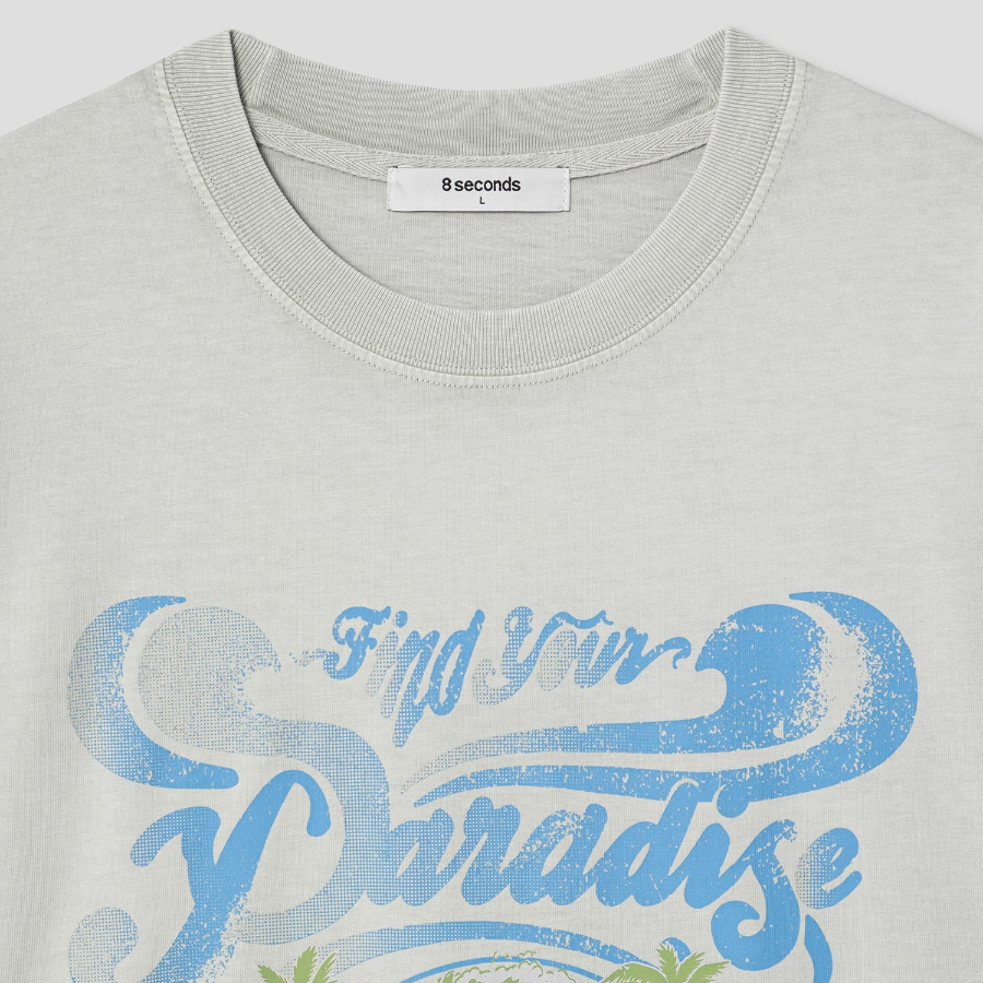 8 seconds Tropical Garment Dyed T-shirt — Light Green
