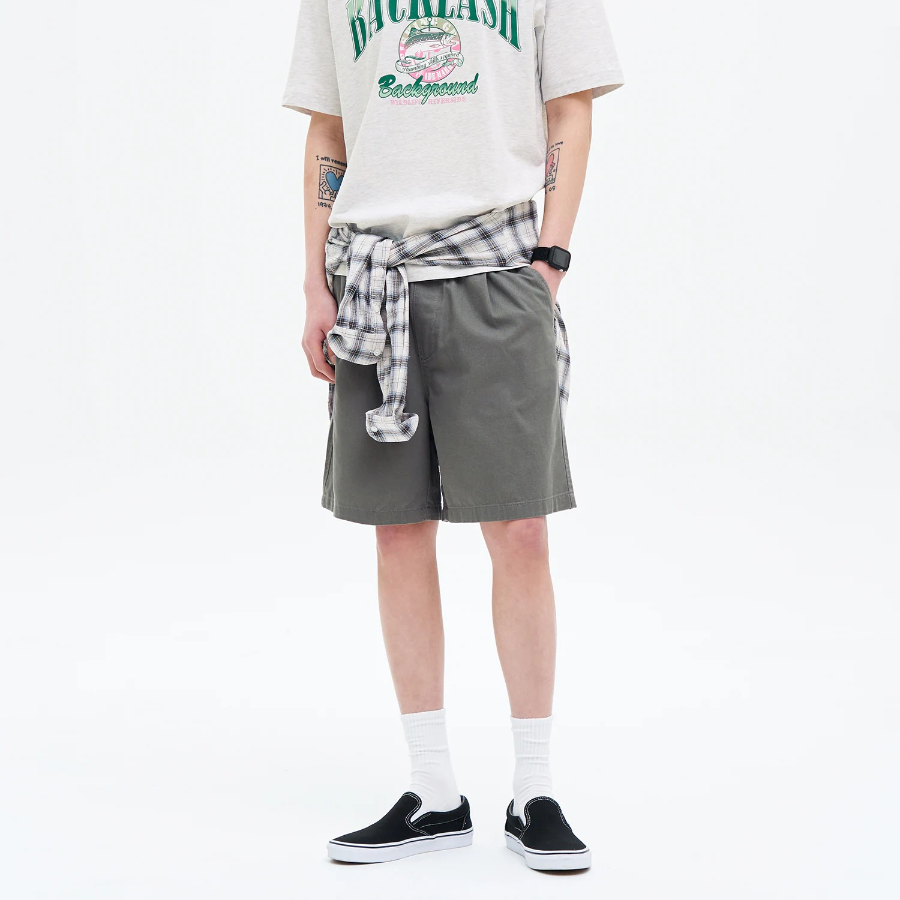 8 seconds Lightweight Cotton Banding Shorts — Khaki