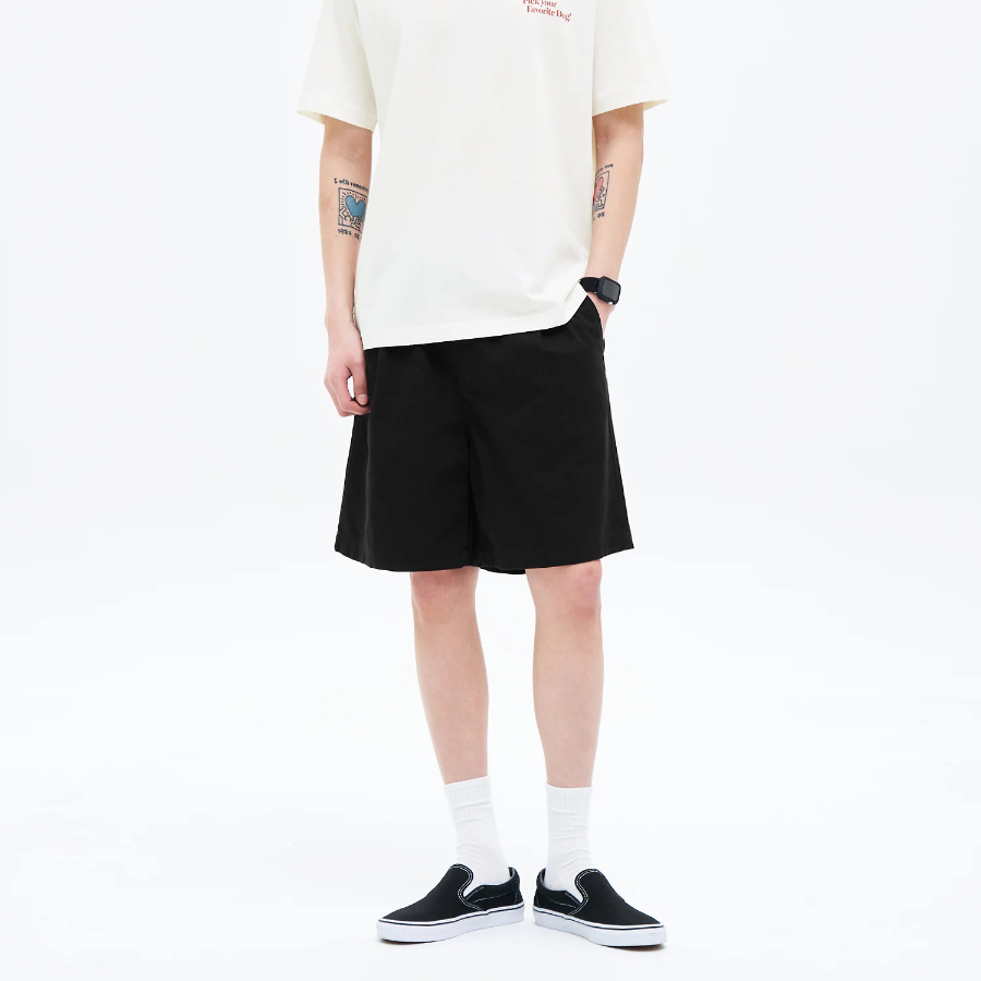 8 seconds Lightweight Cotton Banding Shorts — Black