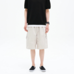 8 seconds Washed Cotton Pocket 6/10 Banding Shorts — Ivory