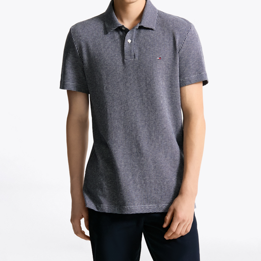 Tommy Hilfiger Official Linen-Blend Pattern Polo Shirt