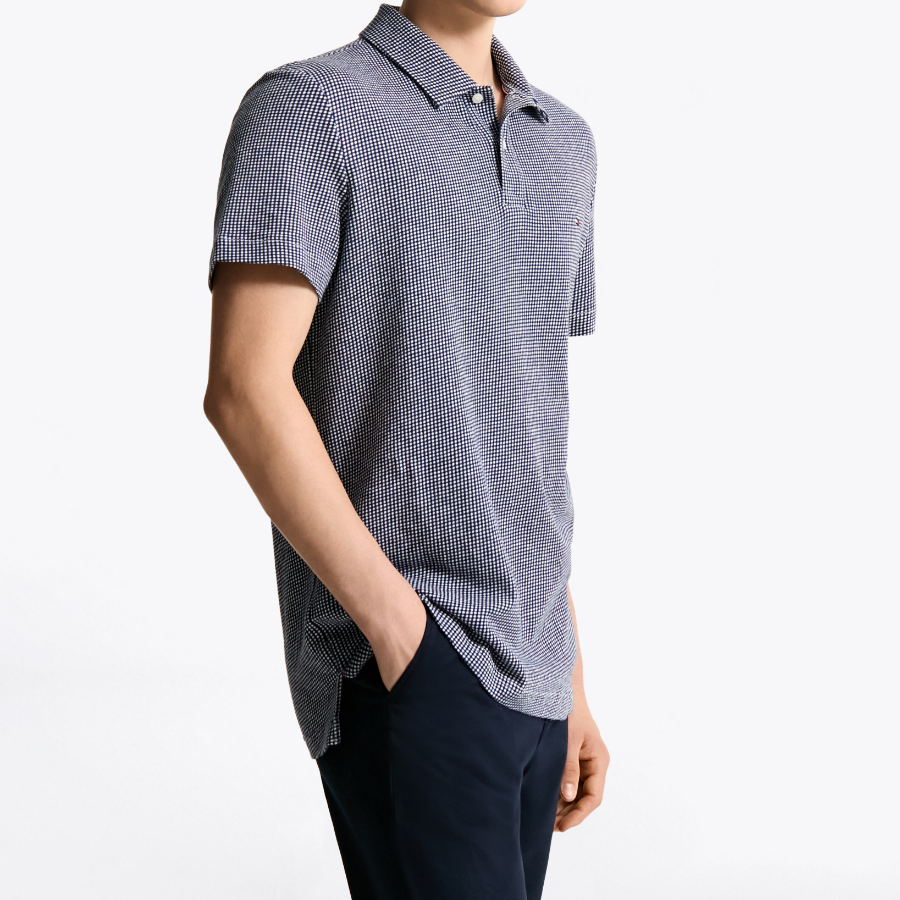Tommy Hilfiger Official Linen-Blend Pattern Polo Shirt