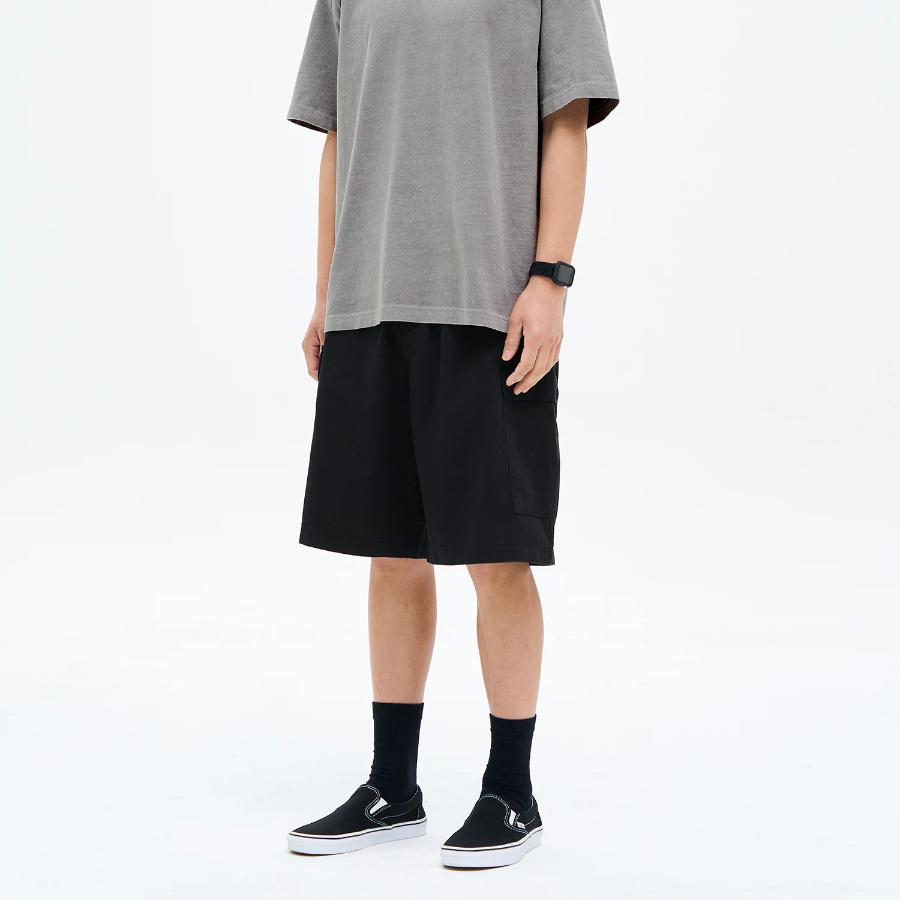 8 seconds Cotton Nylon Cargo Bermuda Shorts — Black