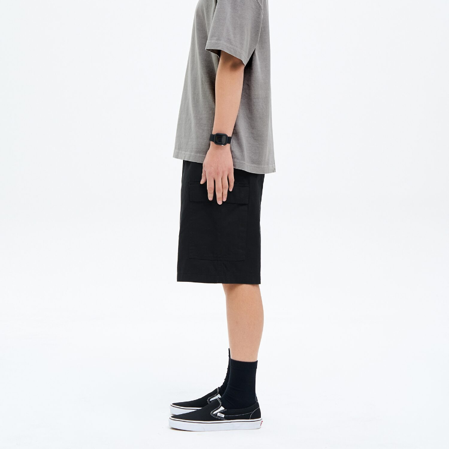 8 seconds Cotton Nylon Cargo Bermuda Shorts — Black