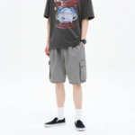 8 seconds Full Banding Cargo Denim Shorts — Light Gray