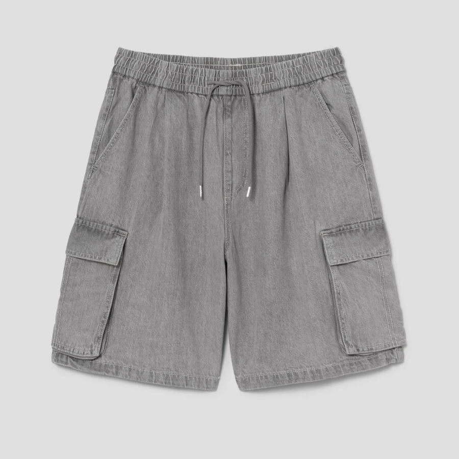 8 seconds Full Banding Cargo Denim Shorts — Light Gray