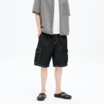 8 seconds Full Banding Cargo Denim Shorts — Black