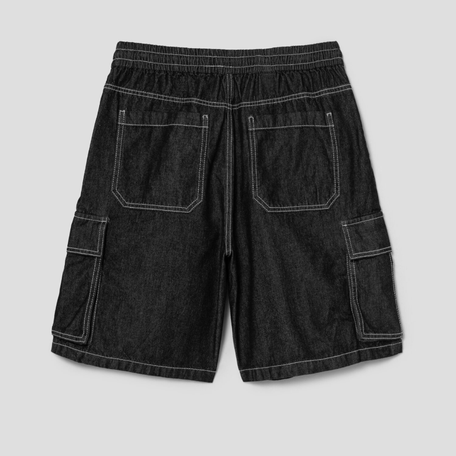 8 seconds Full Banding Cargo Denim Shorts — Black