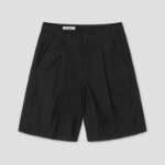 8 seconds Cotton Nylon One-Tuck Bermuda Shorts — Black