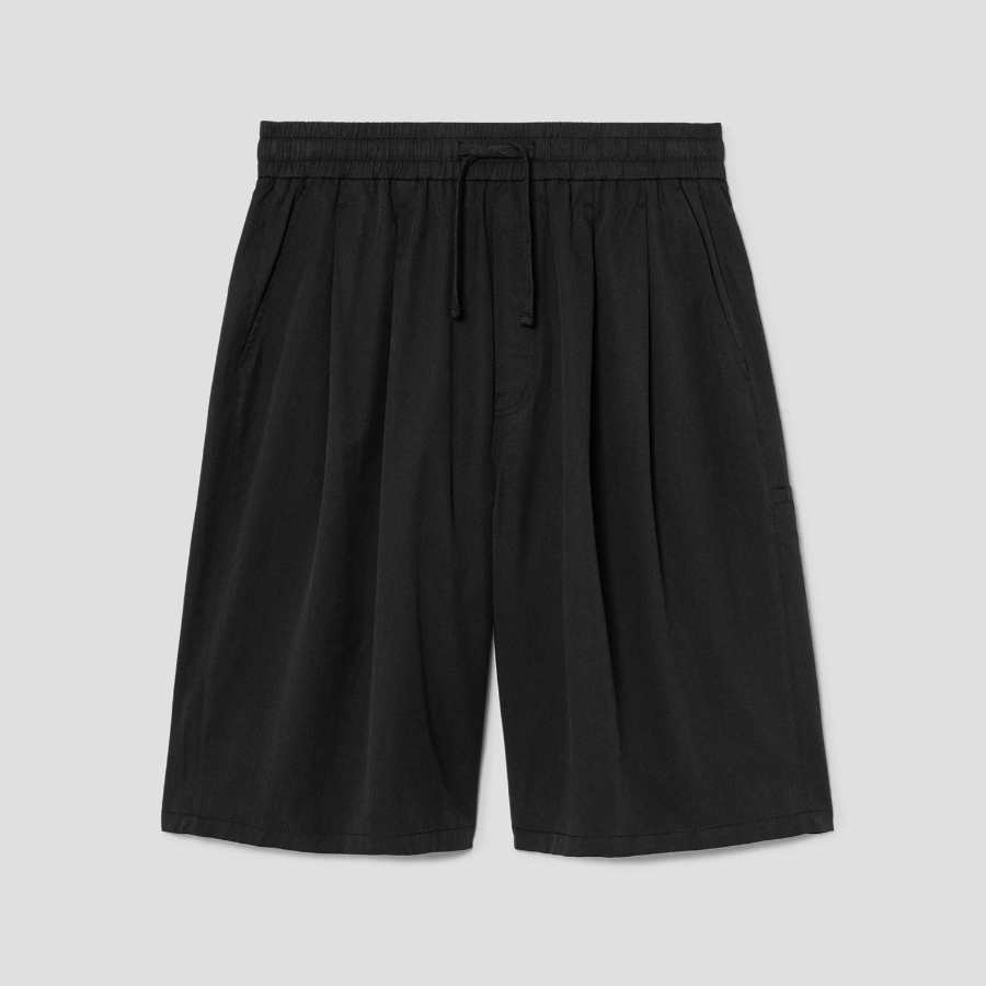 8 seconds 6/10 String Pintuck Cotton Banding Shorts — Black