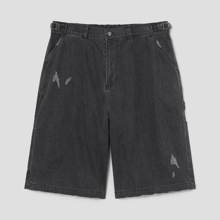 8 seconds Washing Cotton Buckle Half-Banding Shorts — Ash