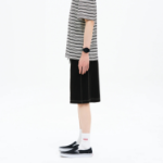8 seconds Oversized Waffle Texture Contrast Stitch Banding Shorts — Black